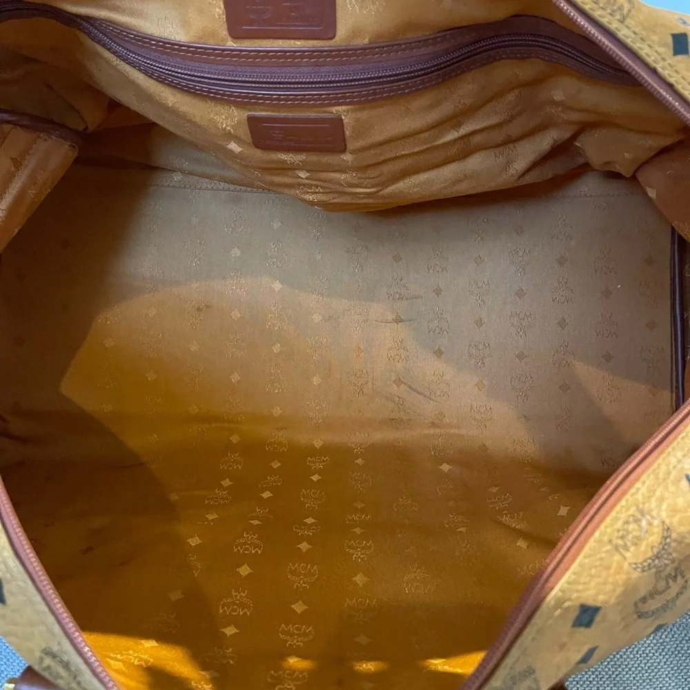 MCM Tan Logo Duffel Bag